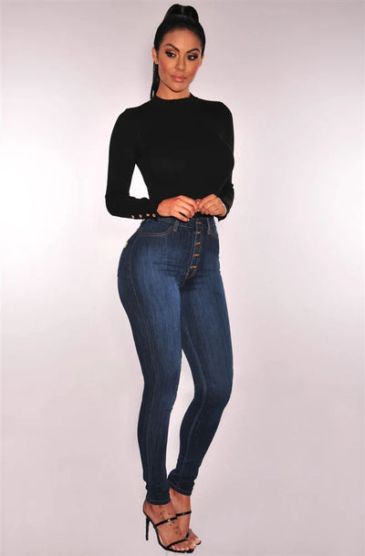 Slim Fit Elastic High Waist Jean