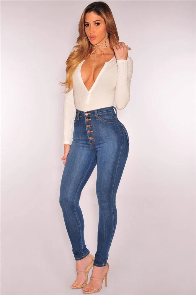 Slim Fit Elastic High Waist Jean