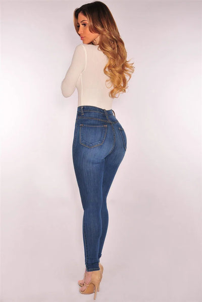 Slim Fit Elastic High Waist Jean