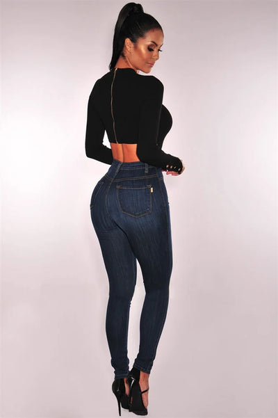 Slim Fit Elastic High Waist Jean
