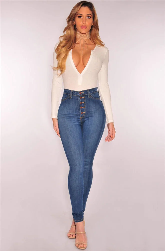 Slim Fit Elastic High Waist Jean