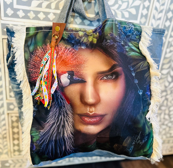 Bird Woman denim bag