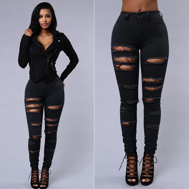 Ripped Jeans Women’s Shank Pants