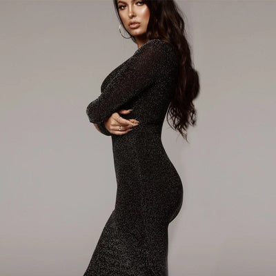 Round Neck Slim Long Dress
