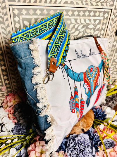 Bali Treasures Denim bag Aqua Toro