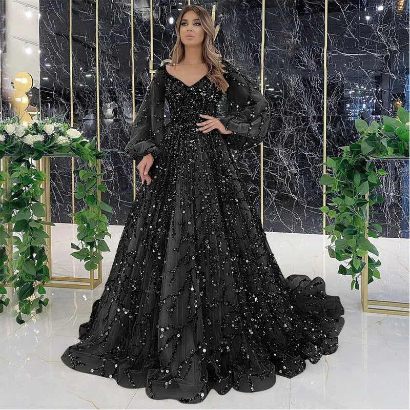 Gold Heavy Industry Beaded Luxurious Evening Dress