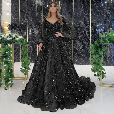 Gold Heavy Industry Beaded Luxurious Evening Dress