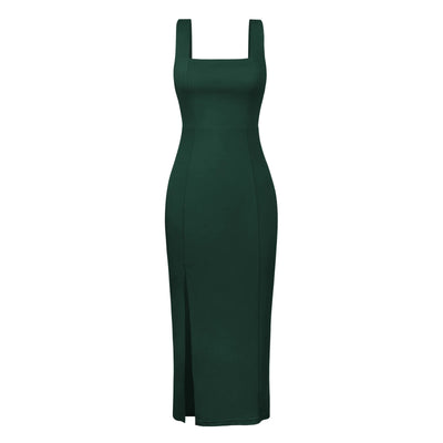 Suspenders Slit Elegant French Style Dress