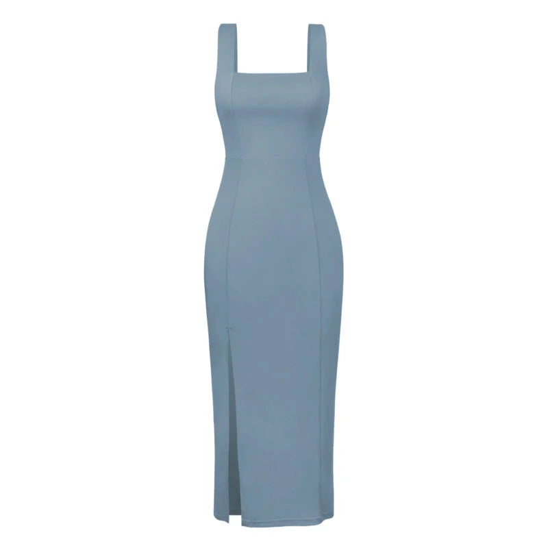 Suspenders Slit Elegant French Style Dress