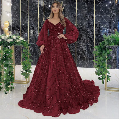 Gold Heavy Industry Beaded Luxurious Evening Dress