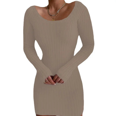 Long Sleeved Knitted Sweater Dress