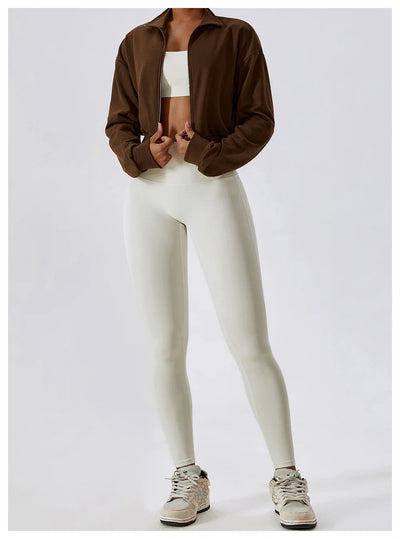 Long-Sleeve Sports Sweatshirt with Loose Zipper