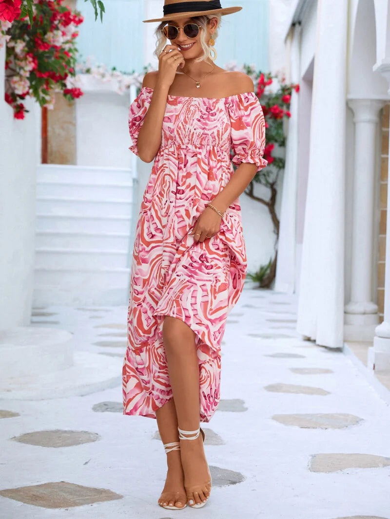 One Shoulder Printed Dress