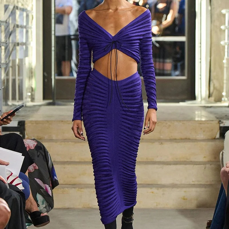 Top With Bow And Long Skirt Set
