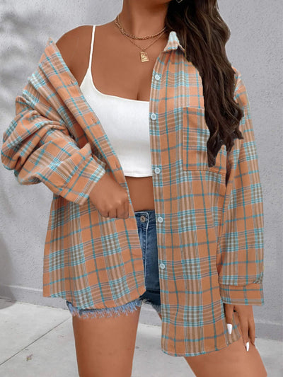 Checkered Button Shirt Top Jacket