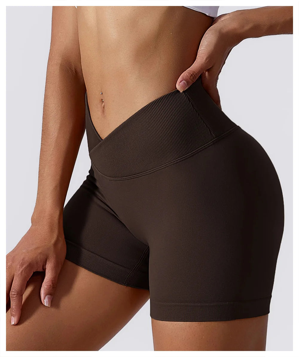 High Waist Running Gym Shorts Tight Fit Seamless Gym Shorts