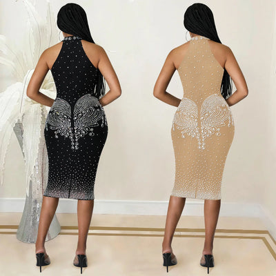 Tight Fitting Diamond Inlaid Dress