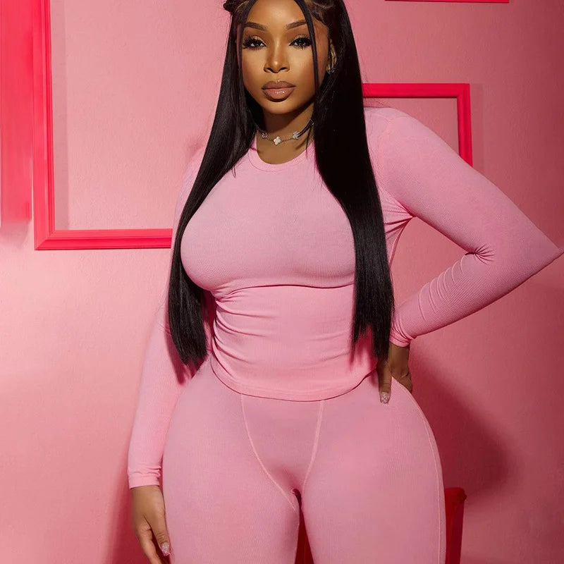 Long Sleeve Top And Tight Leggings Set