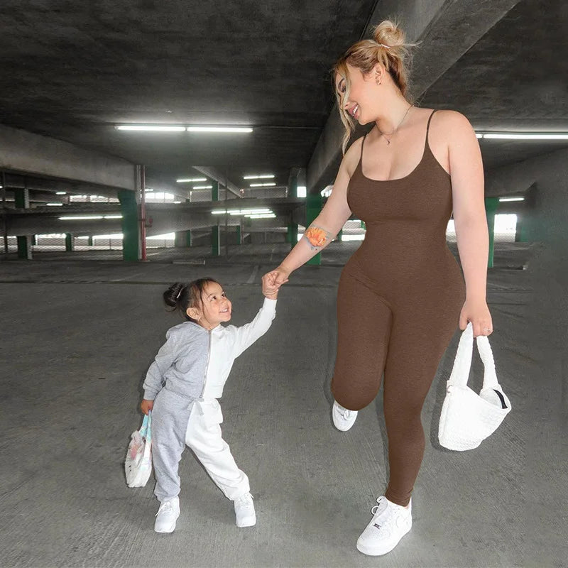 Solid Color Exercise Jumpsuit For Women