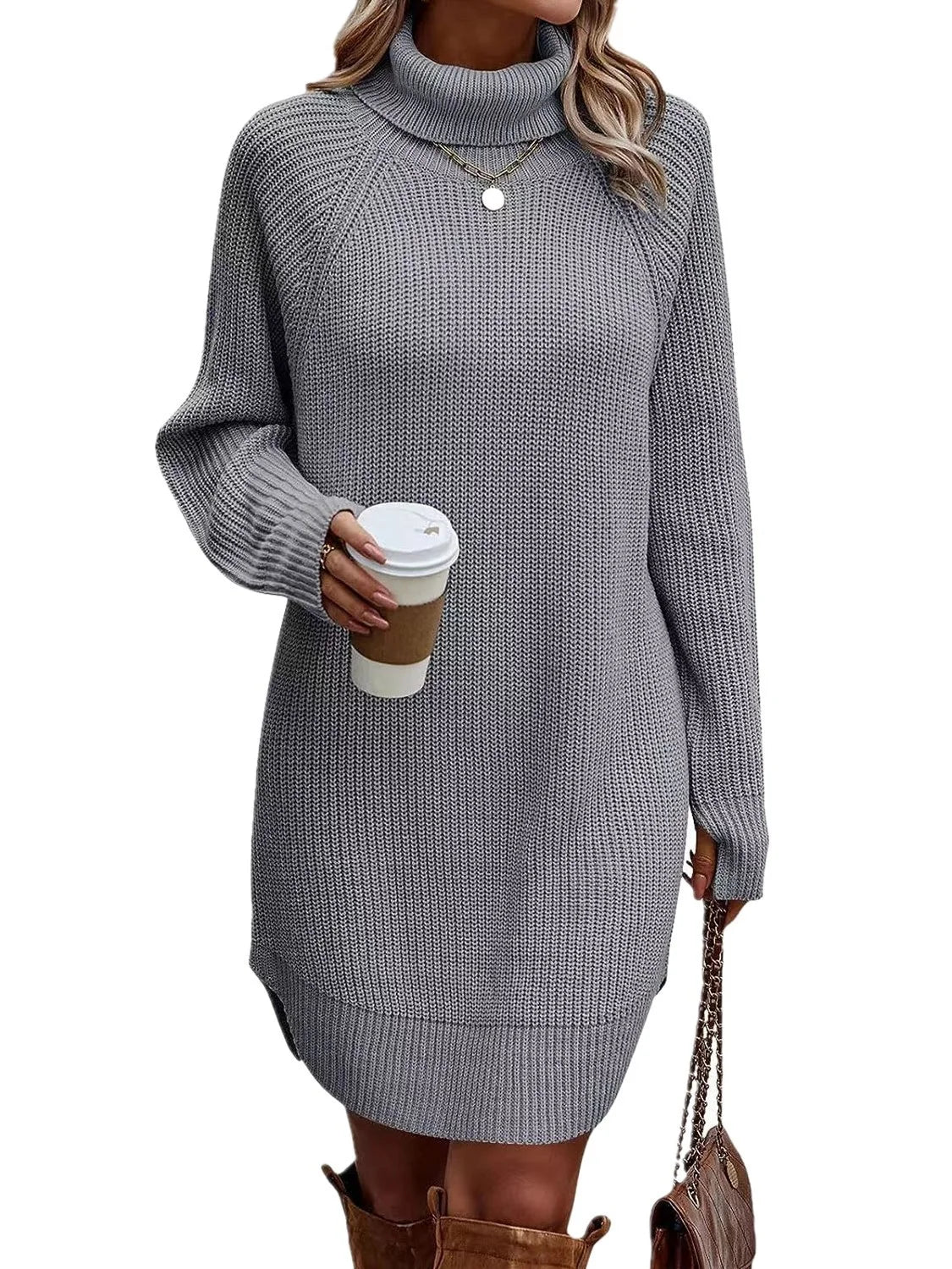 Fashion New High Necked Sweater Women’s Dress
