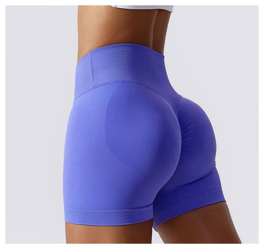 High Waist Running Gym Shorts Tight Fit Seamless Gym Shorts
