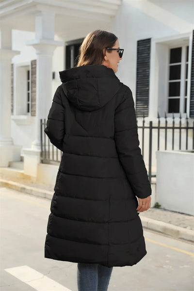 Hooded Women’s Cotton Jacket Mid Length Slim Fit
