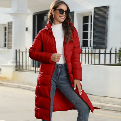Hooded Women’s Cotton Jacket Mid Length Slim Fit