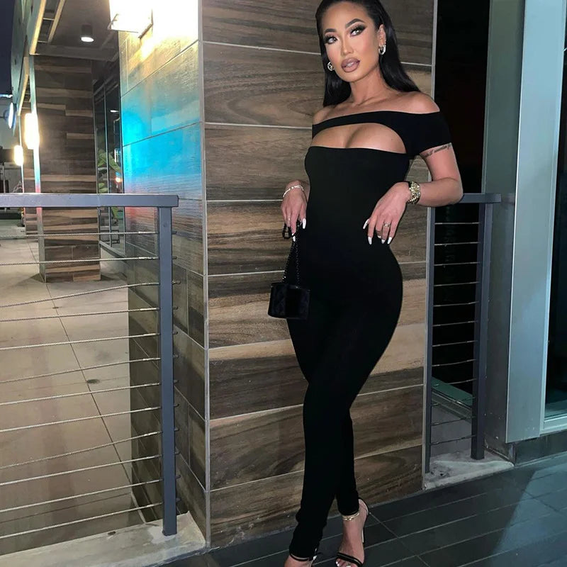 Short-Sleeved Slim-Fit Sports Jumpsuit