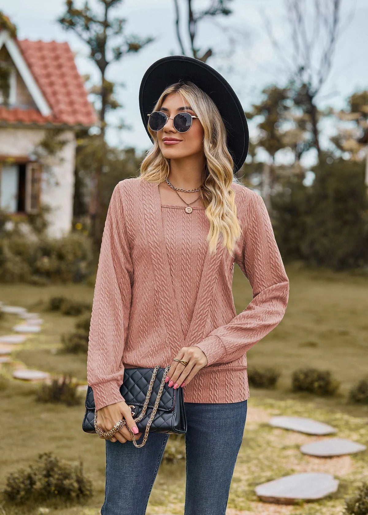 Square Neck Crossover Sweater