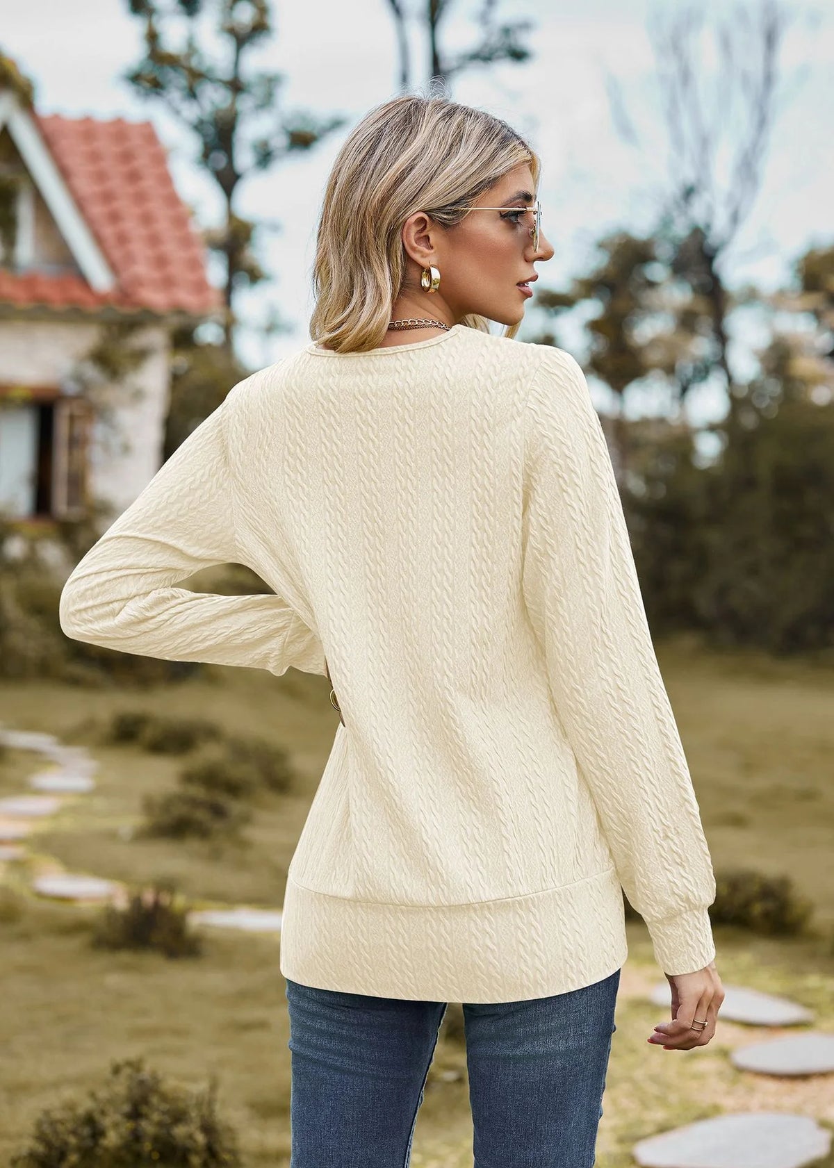Square Neck Crossover Sweater