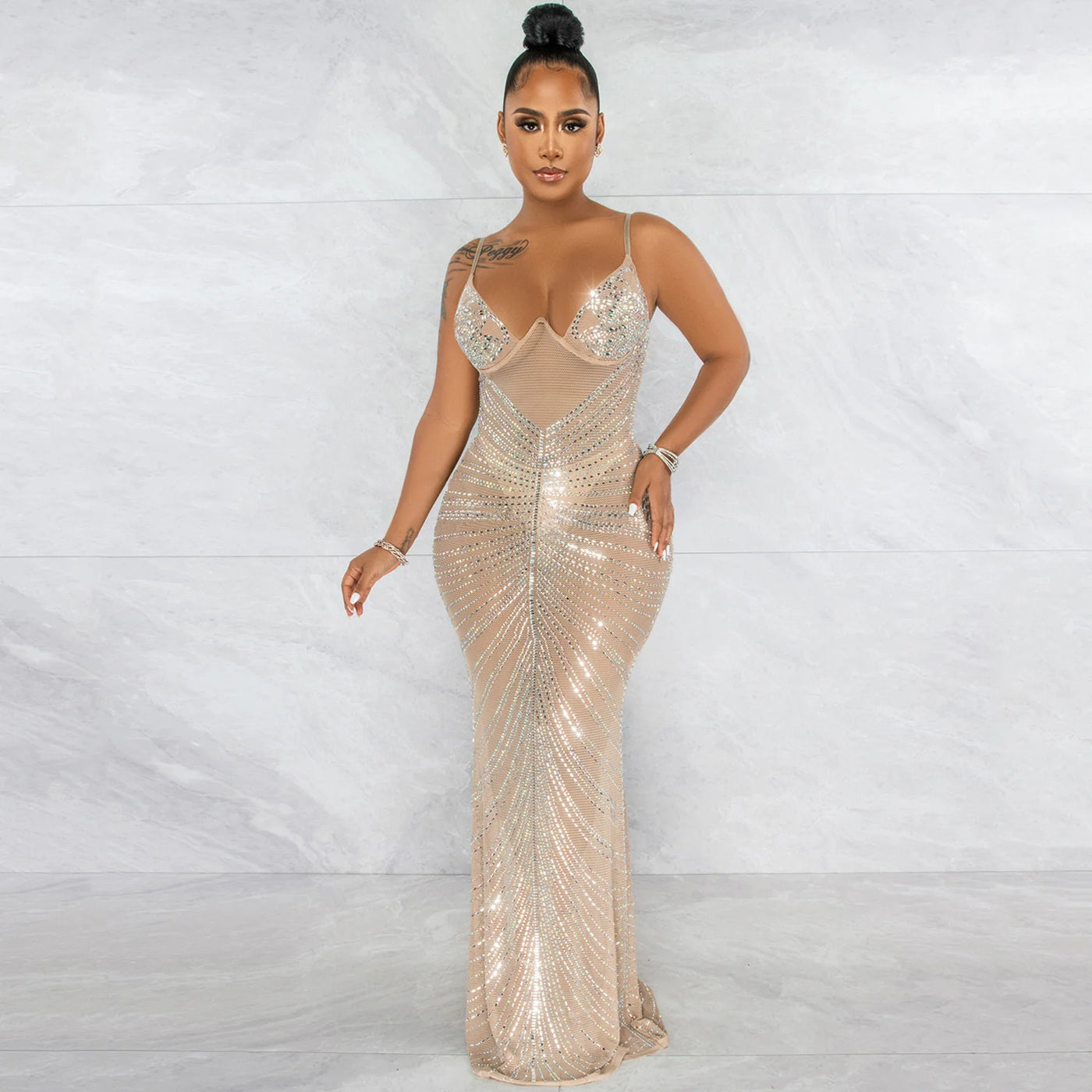 Chest Wrap Gauze Perspective Dress