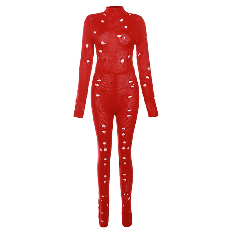 Fashion Casual Knitting Hole Hollowed Out High Waisted Pants Tights