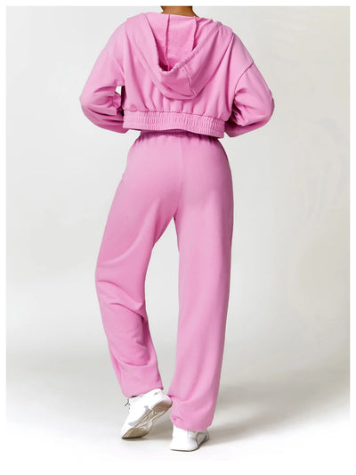 Casual Loose Long Sleeve Zipper Hooded Sweatshirt