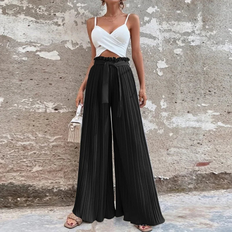 100 Pleated Drape Wide Leg Pants