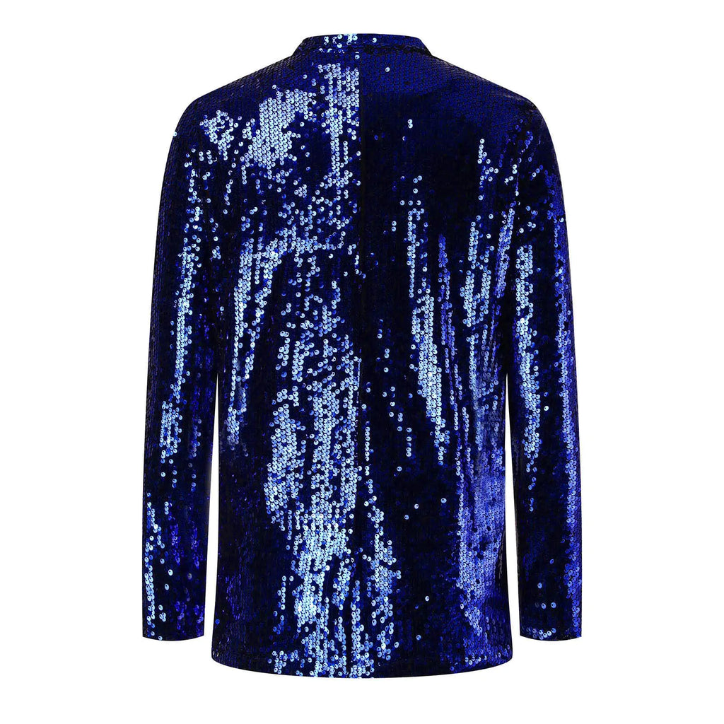 Long Sleeve Lapel Sequin Jacket