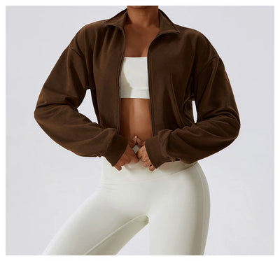 Long-Sleeve Sports Sweatshirt with Loose Zipper