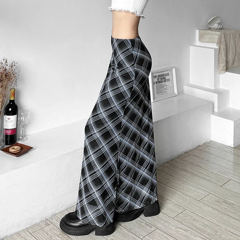 Women’s Solid Color Slim Hip Street Fashion High Waisted Checked Skirt