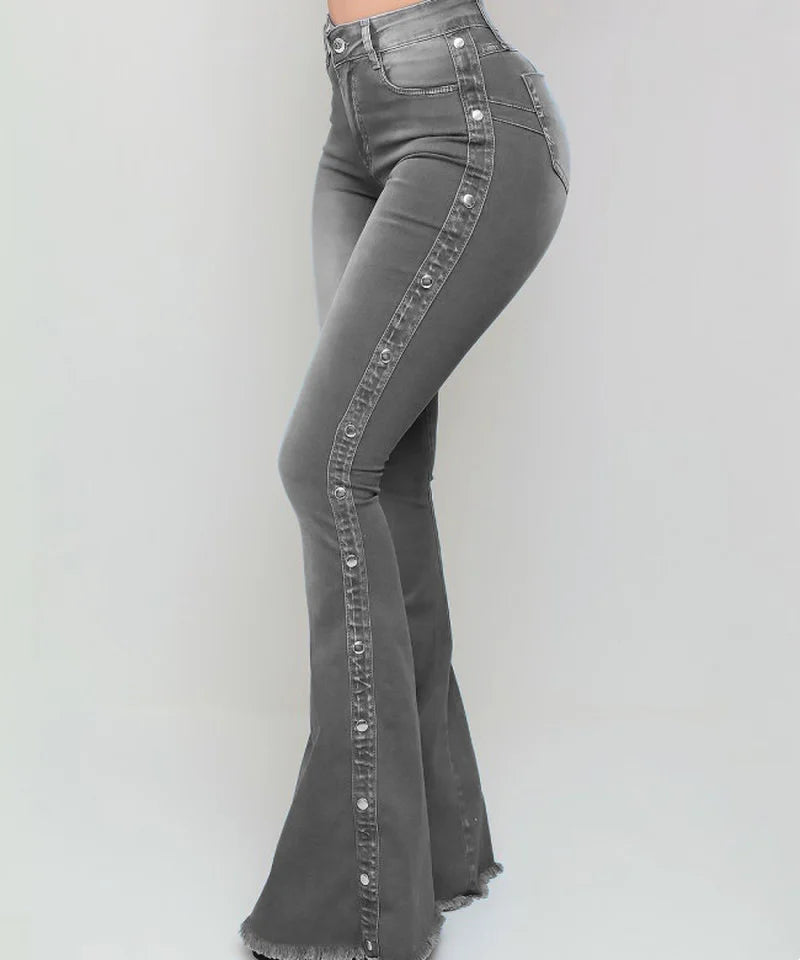 Burst High Waisted Stretch Bell Bottom Jeans