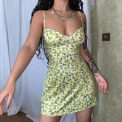 Small Floral Short Skirt With Suspender Dress