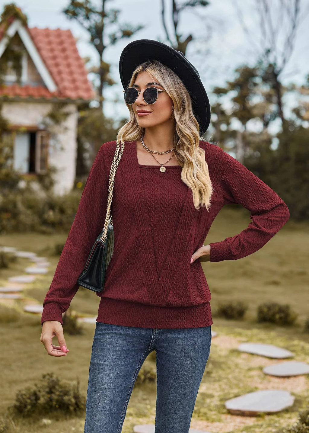 Square Neck Crossover Sweater