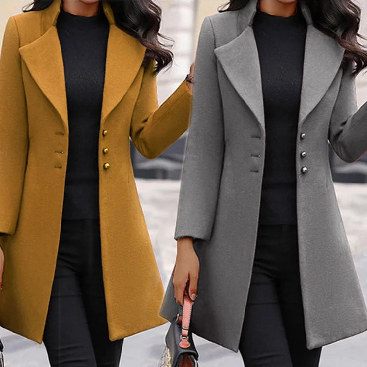 Solid Color Slim Fit Wool Coat Jacket