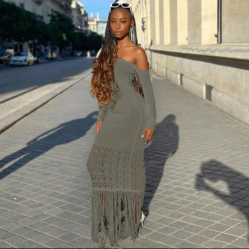 Off Shoulder Long Bodycon Dress