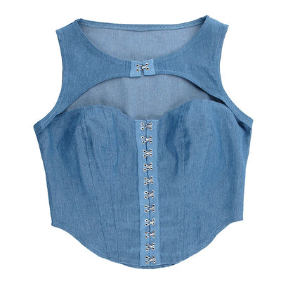 Denim Sleeveless T-shirt