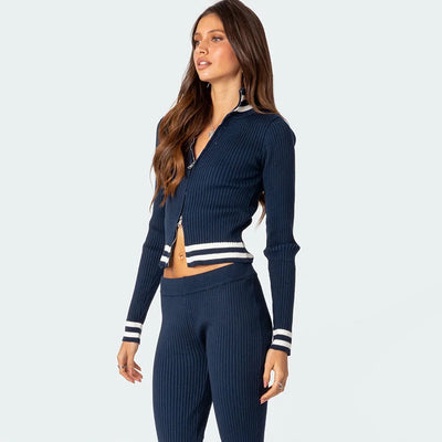 Top With Double Zipper And Pants