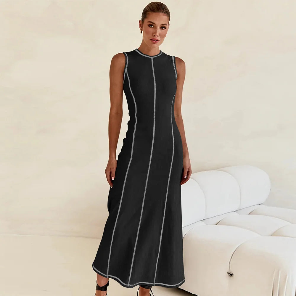 Sleeveless Round Neck Knitted Dress