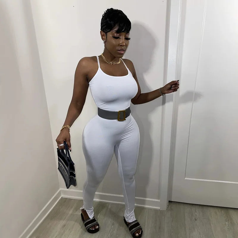 Solid Color Exercise Jumpsuit For Women