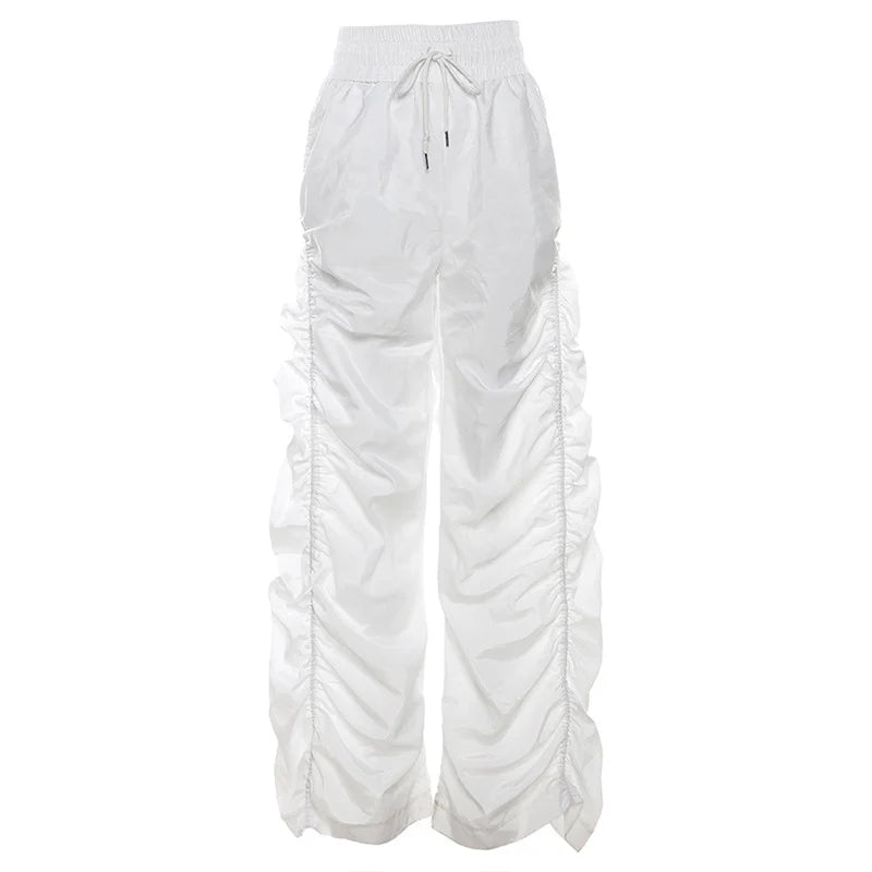 High Waist Hip Drape Loose Belt Casual Pants Woman