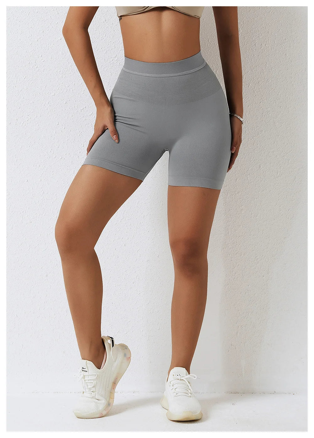 High Waist Seamless Yoga Shorts Women’s Peach Belly Lift Hip Lift Fitness Leggings Running Sports Shorts