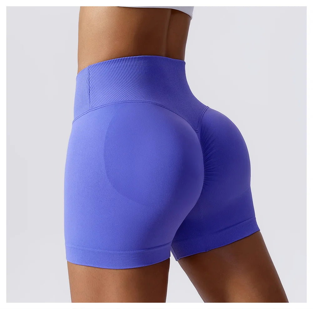 High Waist Running Gym Shorts Tight Fit Seamless Gym Shorts