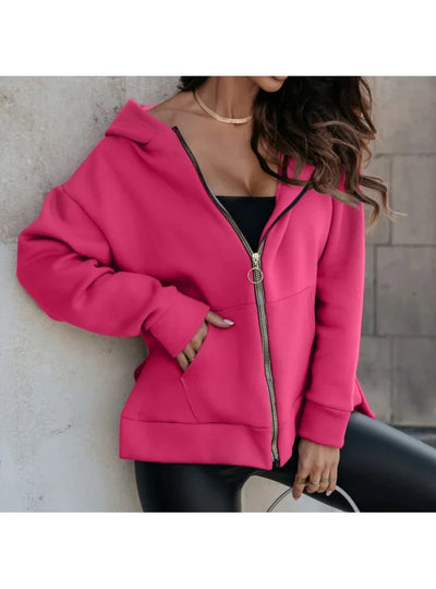Sweater Zipper Loose Casual Pocket Zipper Hoodie Jacket